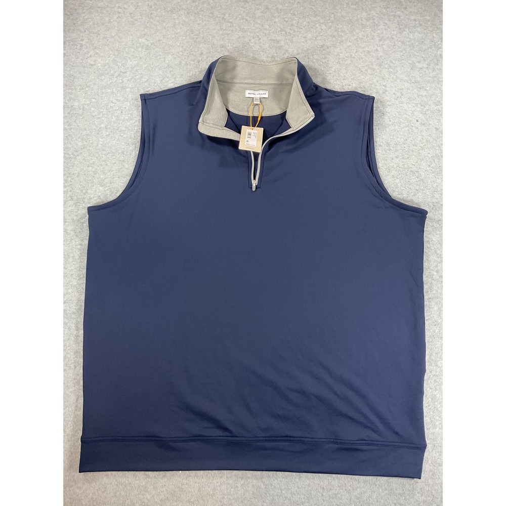 Peter Millar Mens XXL Navy Blue Perth Performance Quarter Zip Golf Vest 2923
